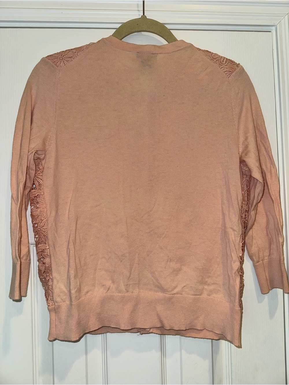 Ann Taylor Factory Pink Floral Lace Cardigan Sweater Large Cottagecore - Picture 5 of 7